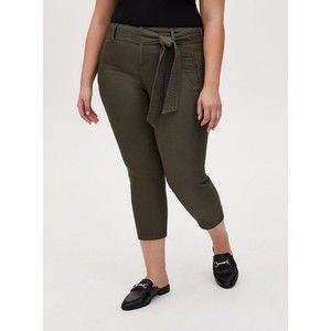 Torrid Crop Skinny Stretch Twill Mid-Rise Utility Pant Olive Green Sz10 13208042